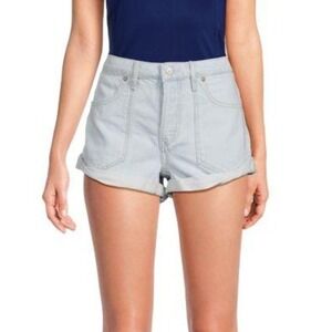 We The Free People Women's Denim Shorts Size 31 Light Blue Cuffed Hem‎